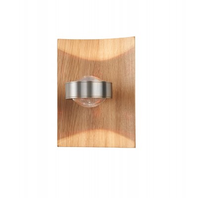 Απλίκα Φωτιστικό Τοίχου LED 9W RGBW SHINE-WOOD Νίκελ Ματ-Φυσικό Ξύλο 2700/3350/4000K 30542