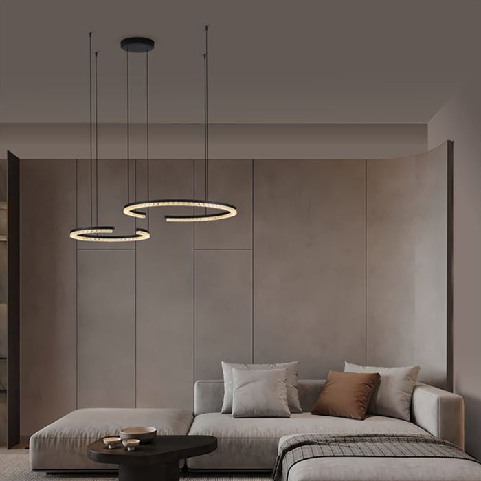 ΚΡΕΜΑΣΤΟ ΦΩΤΙΣΤΙΚΟ LED ΜΕ 2 ΗΜΙΚΥΚΛΙΑ  SANDY BLACK D:93cm